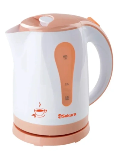 SAKURA чайник электрический 1,8л цв.белый оранжевый SA-2326A